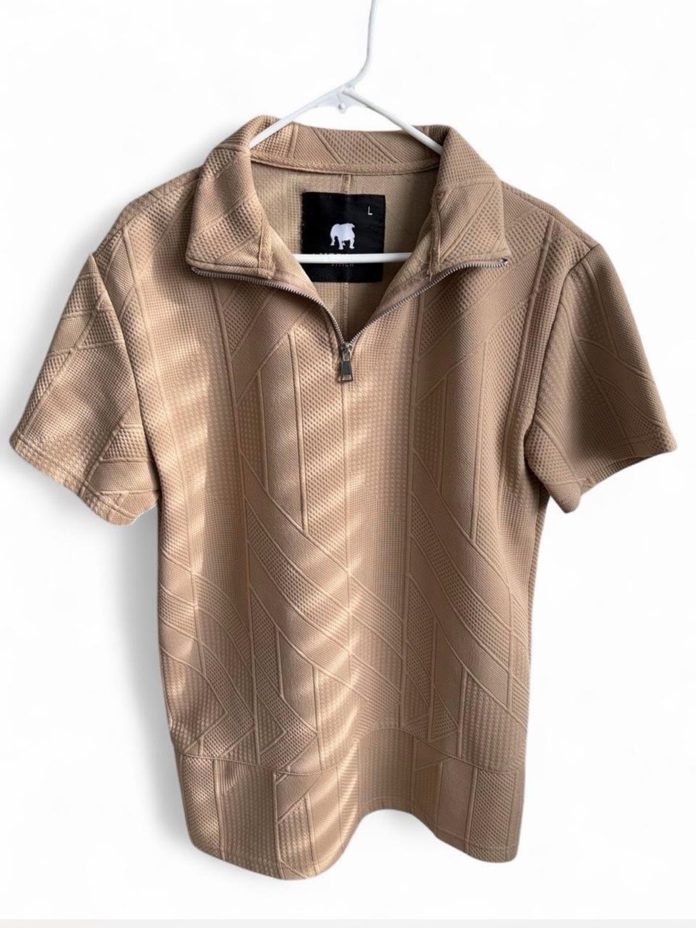 American Stitch Short Sleeve Half-Zip Polo - Tan